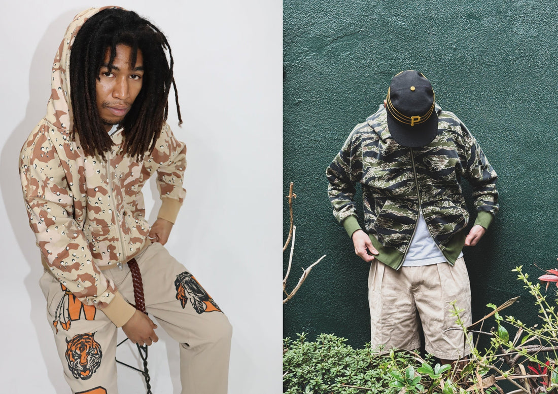 WOODBLOCK W-ZIP SWEAT HOODIE CHOCOTIP CAMO & TIGER CAMO