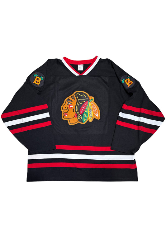 (SUP-879) NHL CHICAGO BLACKHAWKS MESH HOCKEY SHIRT "1" - XL - MADE IN CANADA