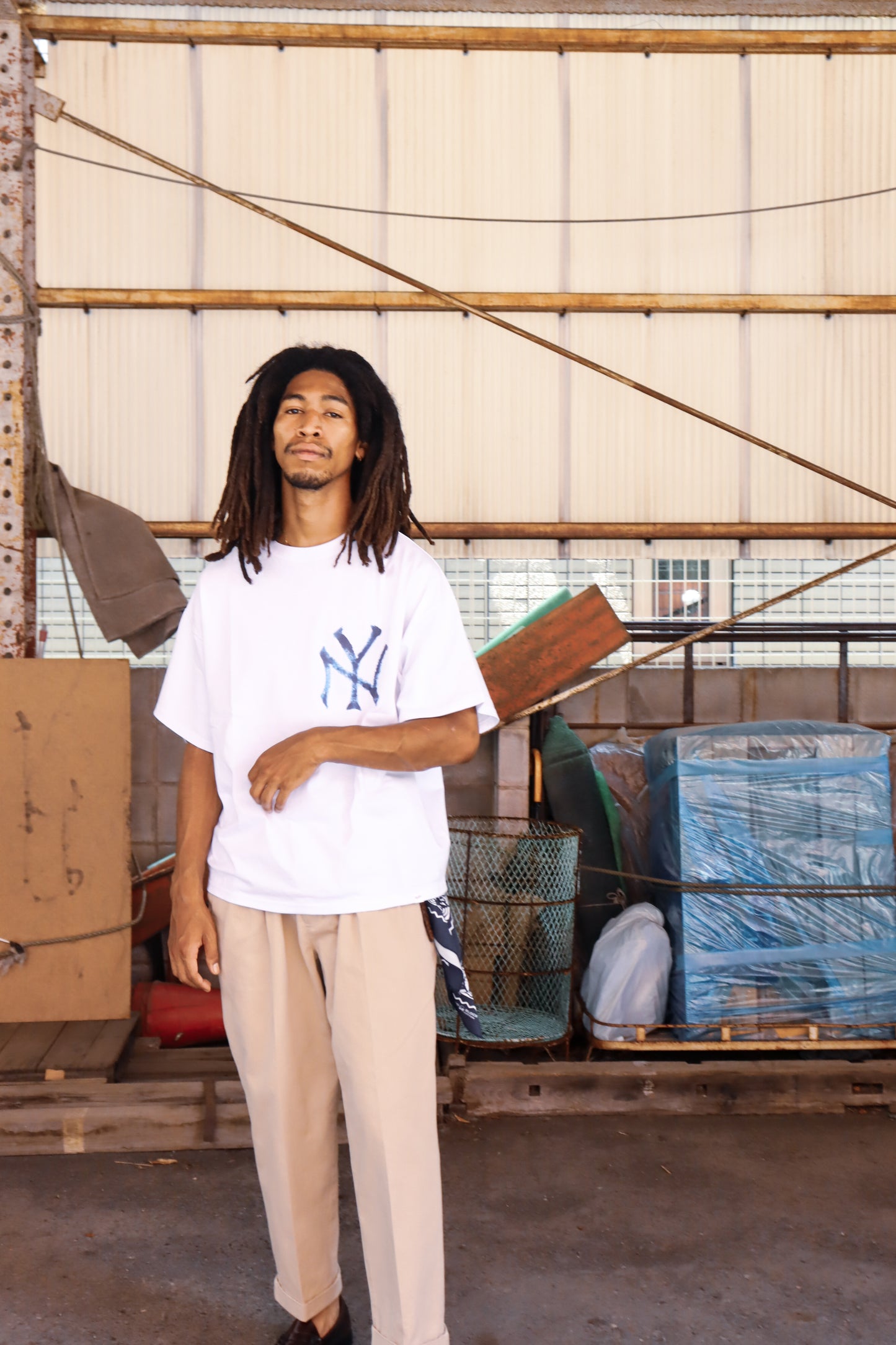 WOODBLOCK x TSUYOSHI YAMANAKA NEW YORK T-SHIRT A WHITE (WB-25SS-022)