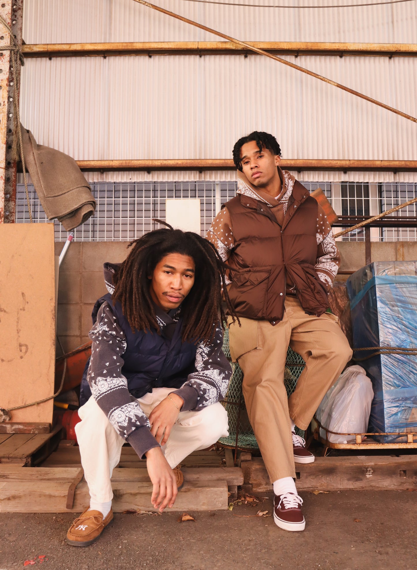 WOODBLOCK BANDANA SWEAT HOODIE NAVY (WB-26SS-001)