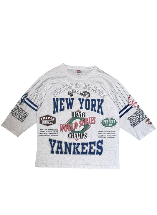 (SUP-854) MLB 1956 NEW YORK YANKEES 3/4 SLEEVE TEE (L) - MADE IN U.S.A.