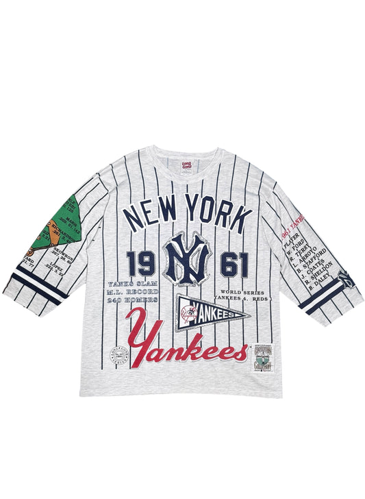 (SUP-853) MLB 1961 NEW YORK YANKEES 3/4 SLEEVE TEE (L) - MADE IN U.S.A.