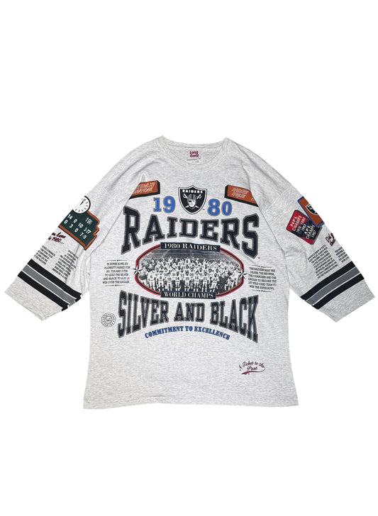 (SUP-857) NFL 1980 "RAIDERS" 3/4 SLEEVE TEE (XL) - MADE IN U.S.A.