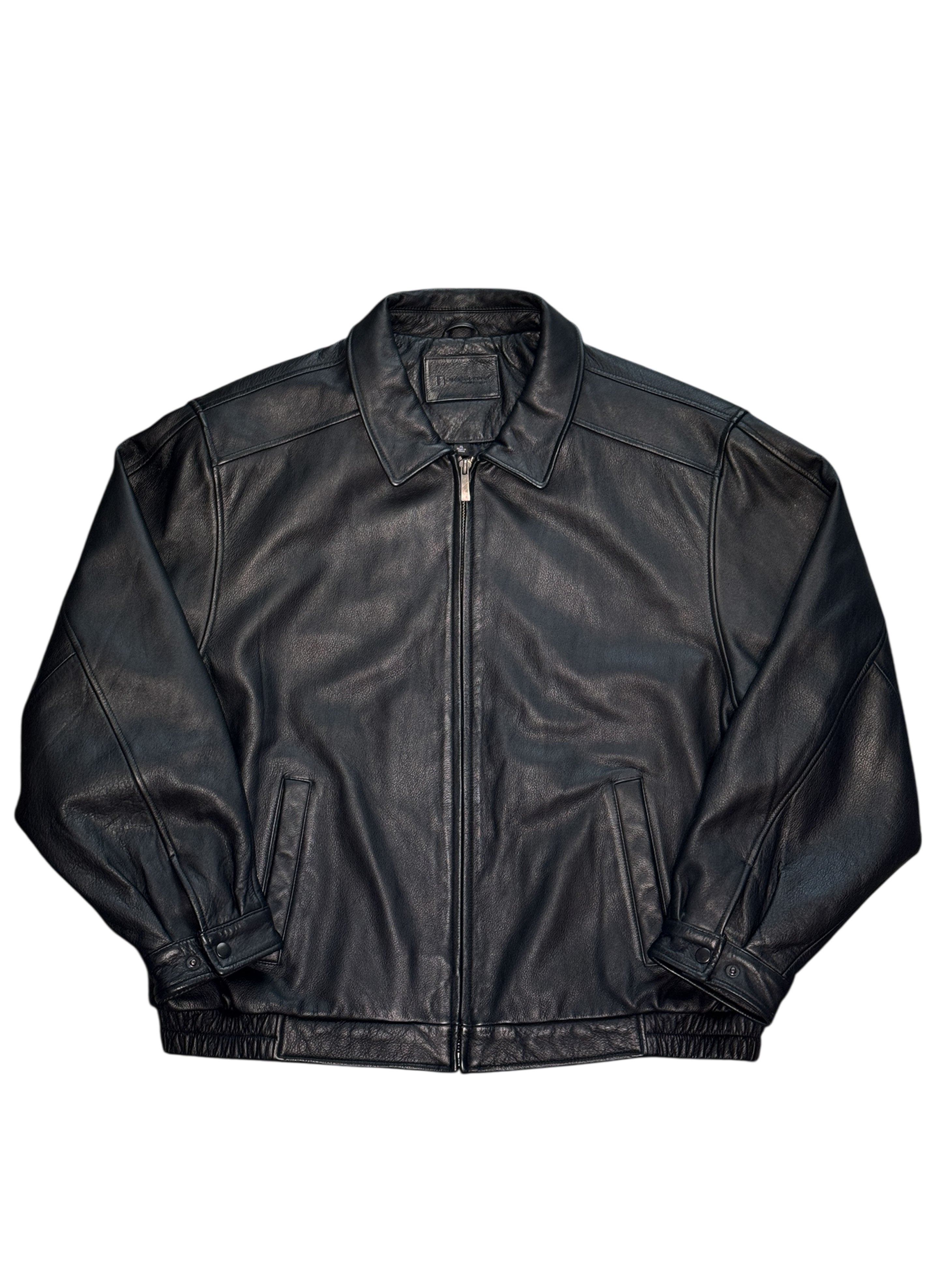 SUP-524) Croft & Barrow LEATHER ZIP UP JACKET – WOODBLOCK