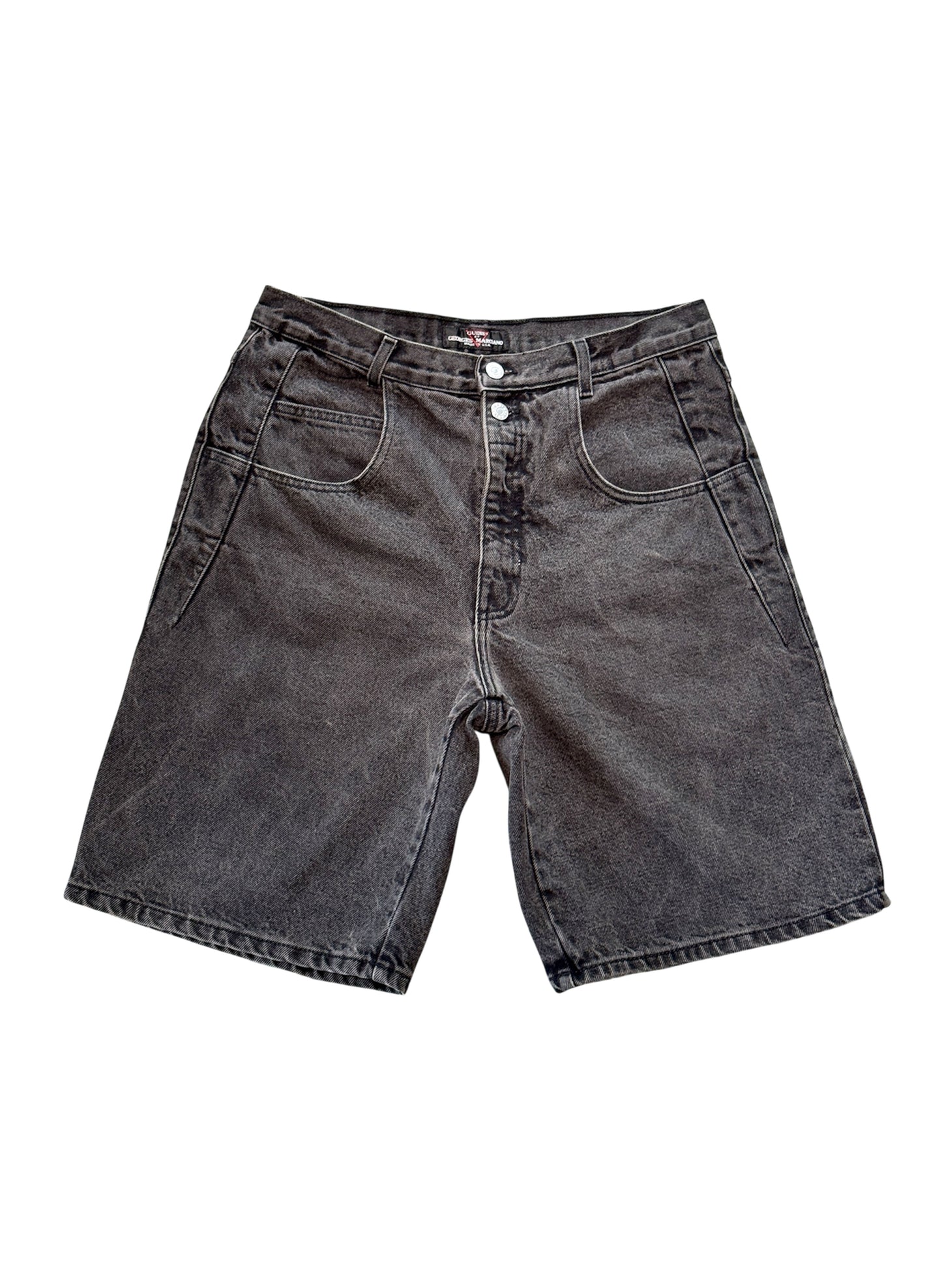 (SUP-403) 90s GUESS "BLACK FADE" DENIM SHORTS - MADE IN U.S.A. (w34)
