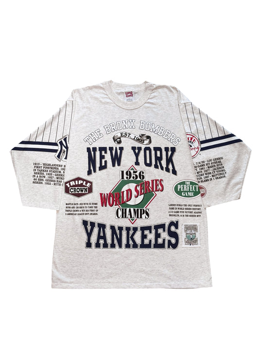 (SUP-759) DEADSTOCK MLB 1956 NEW YORK YANKEES 3/4 SLEEVE TEE - MADE IN U.S.A.