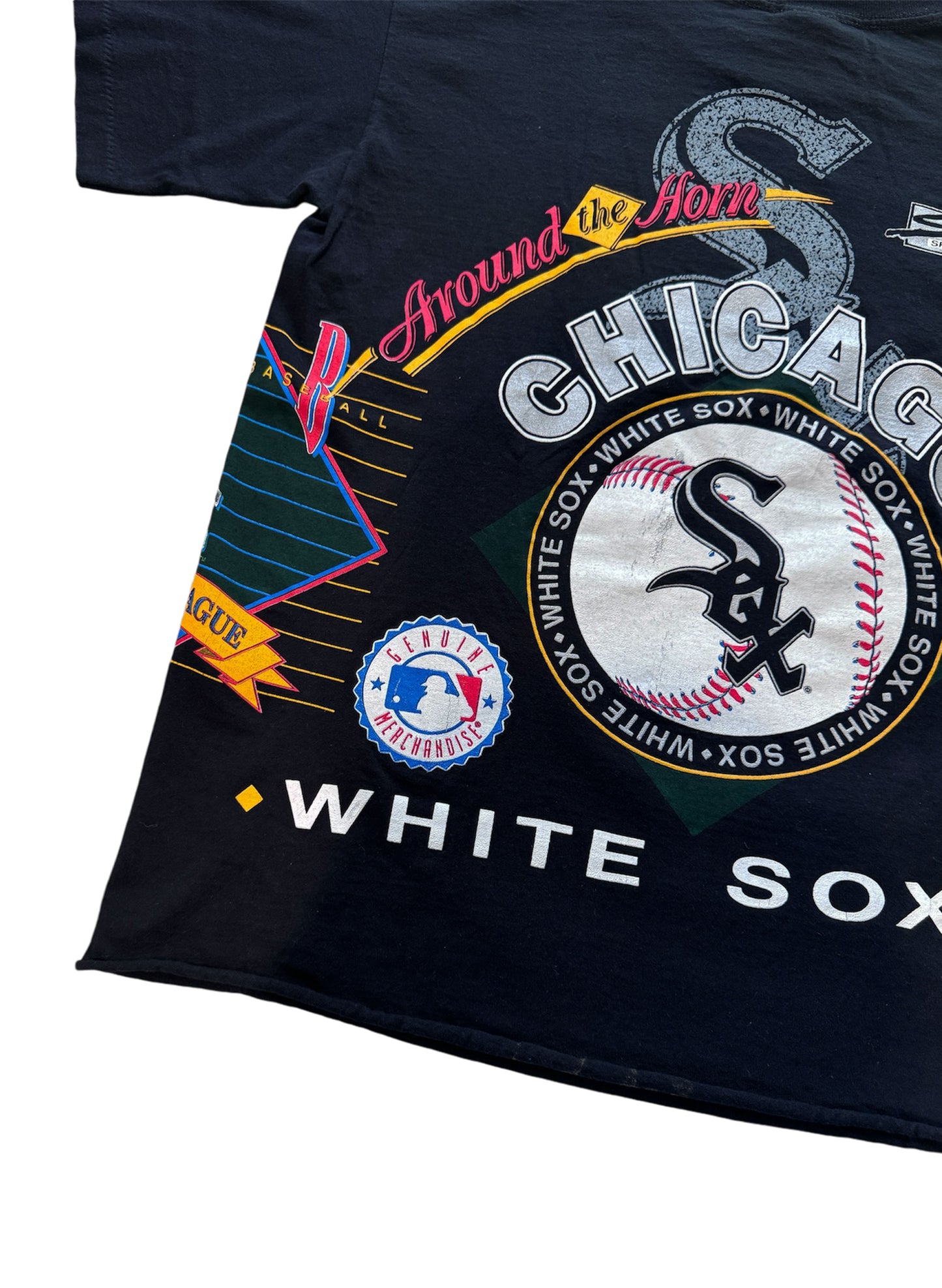 (SUP-203) CHICAGO WHITE SOX "CUT OFF" TEE - MADE IN U.S.A. (L)