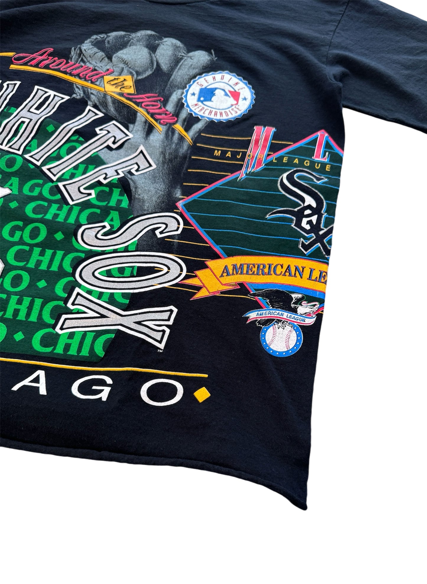 (SUP-203) CHICAGO WHITE SOX "CUT OFF" TEE - MADE IN U.S.A. (L)