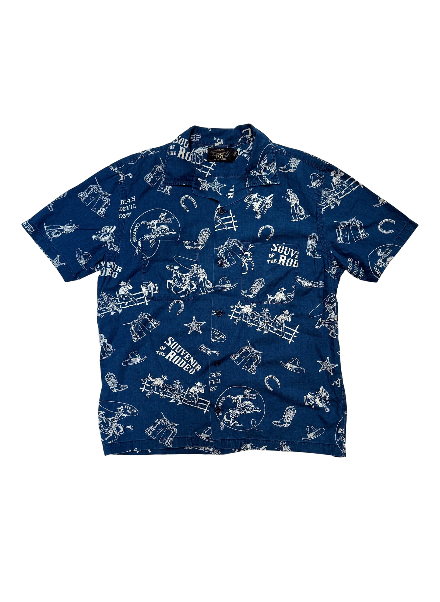 (UD-232) RRL S/S OPEN COLLAR SHIRT
