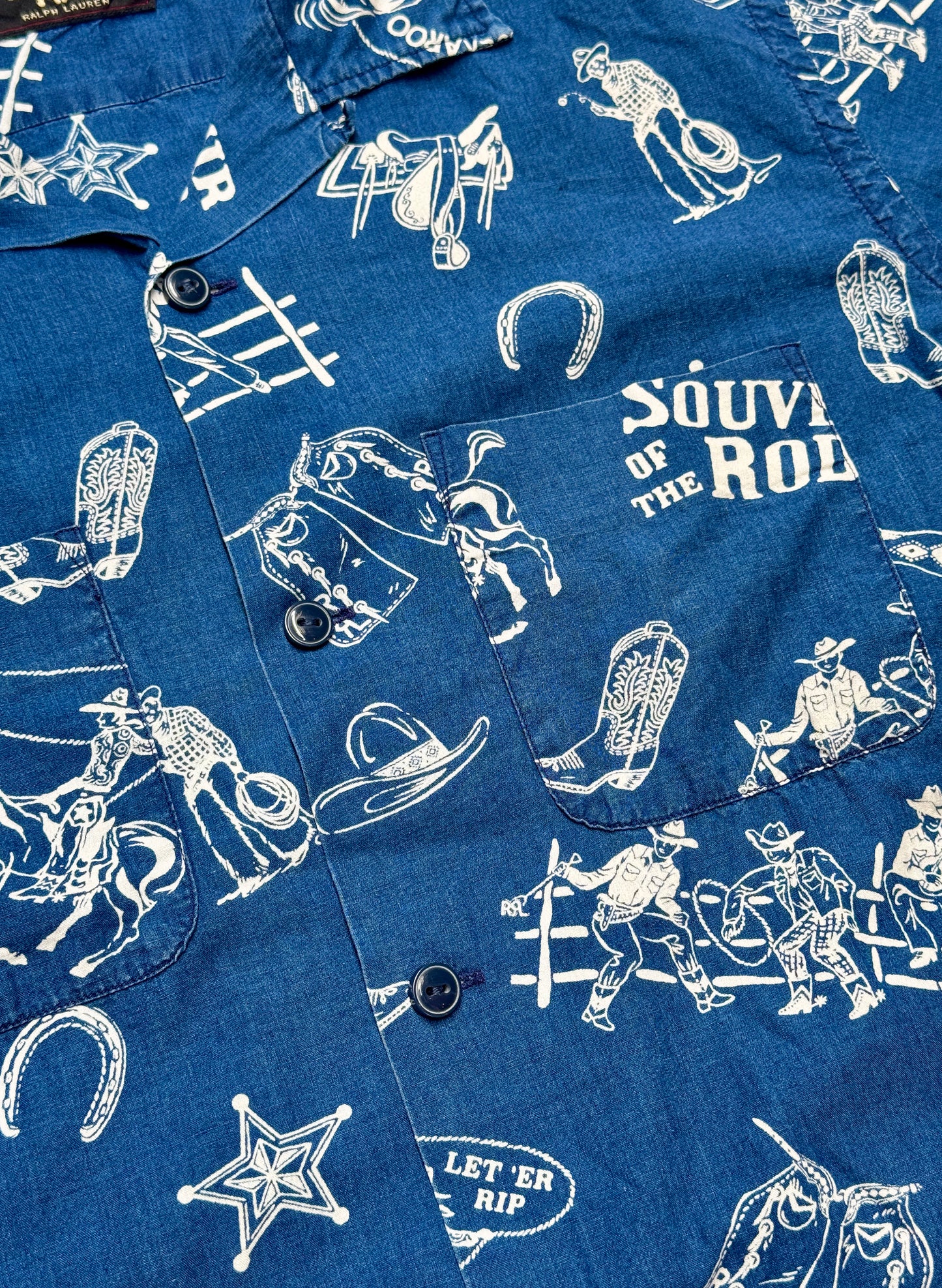 (UD-232) RRL S/S OPEN COLLAR SHIRT