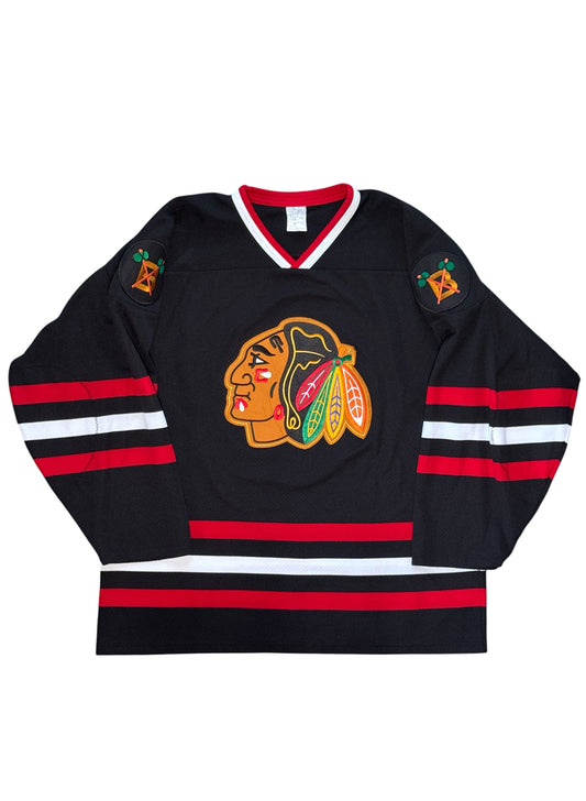 (SUP-793) NHL CHICAGO BLACKHAWKS MESH HOKEY SHIRT "29" - L - MADE IN CANADA
