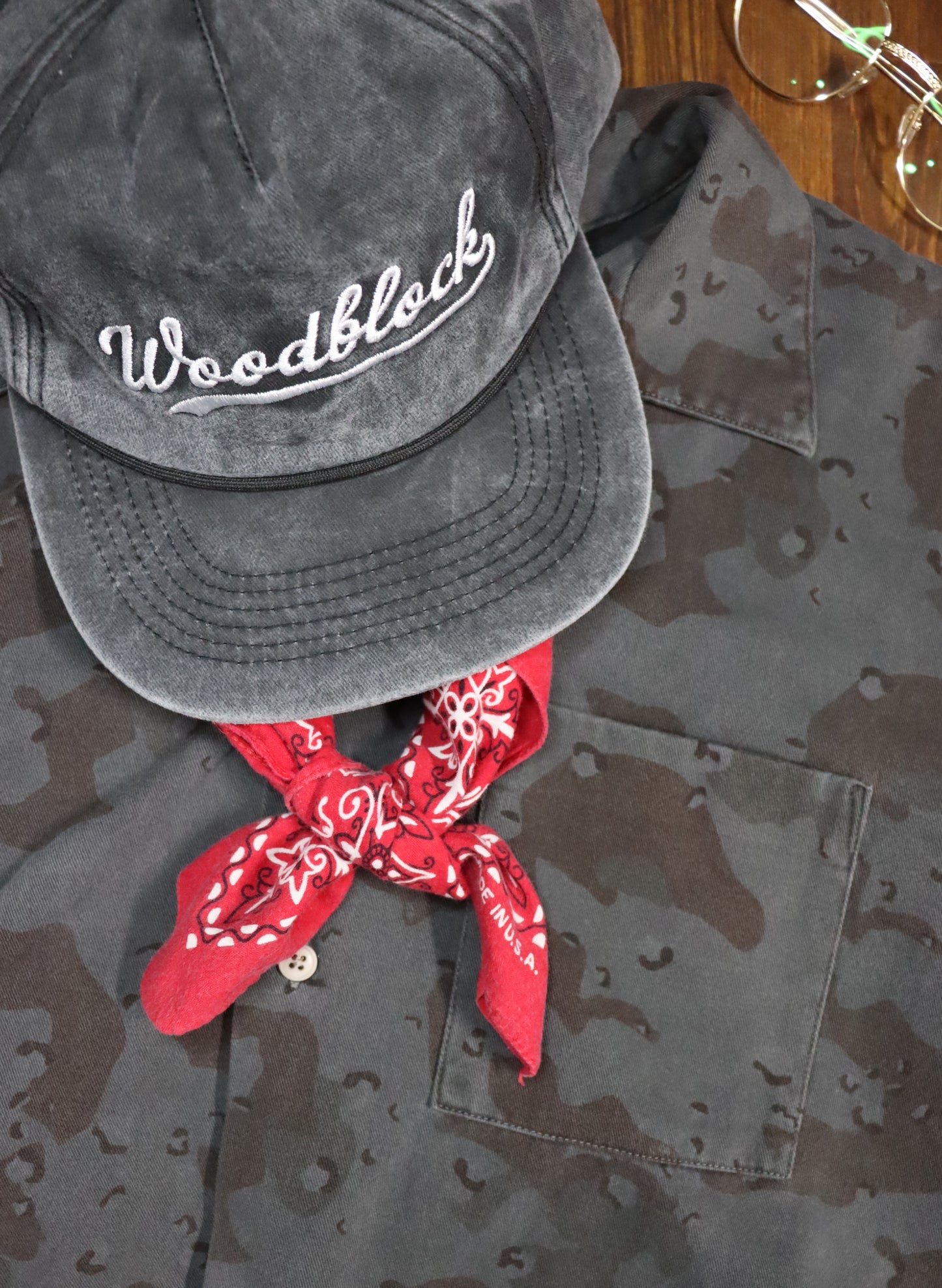 WOODBLOCK SCRIPT LOGO SNAP BACK CAP PIGMENT BLACK(WB-24SS-069)