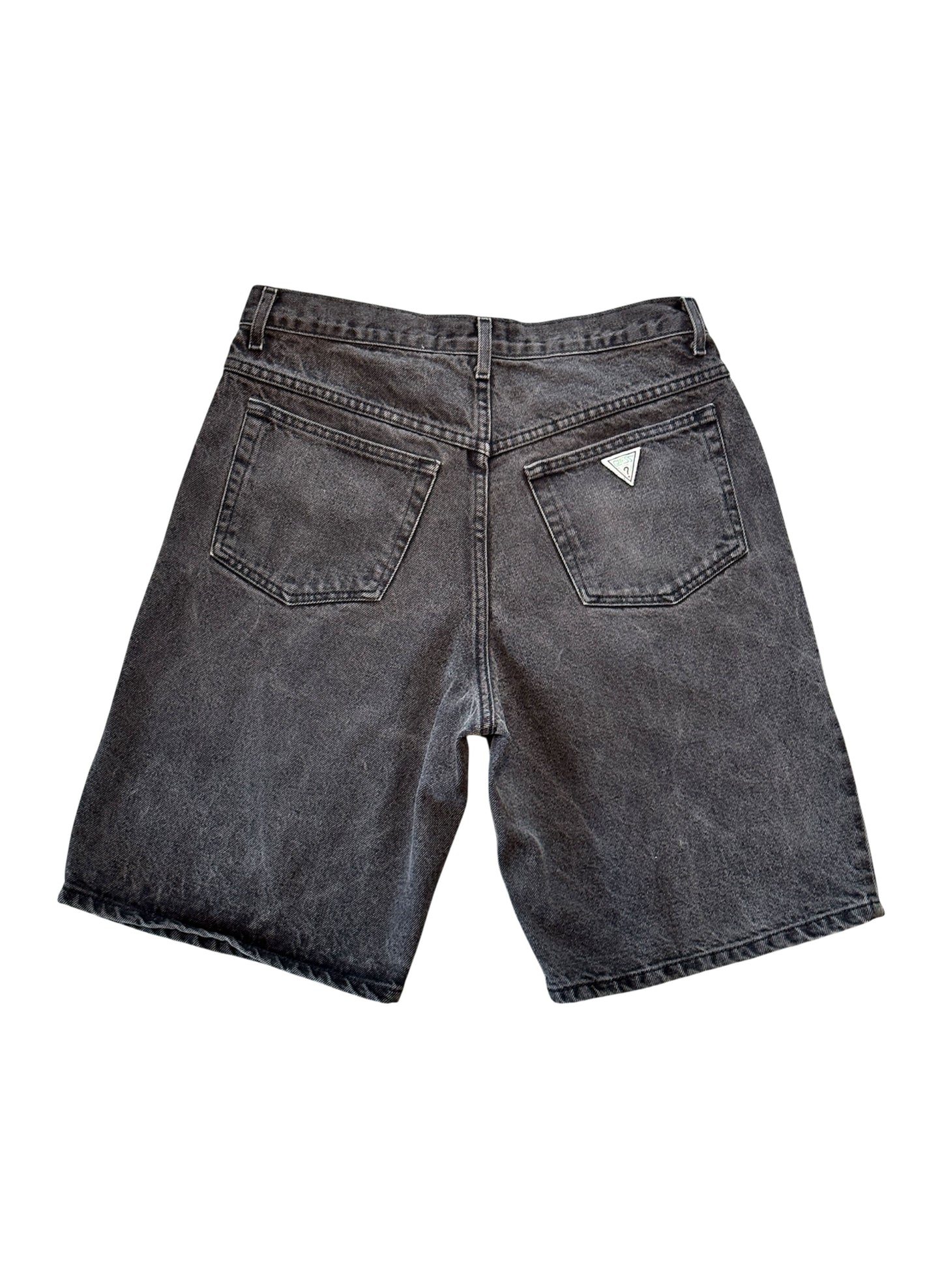 (SUP-403) 90s GUESS "BLACK FADE" DENIM SHORTS - MADE IN U.S.A. (w34)