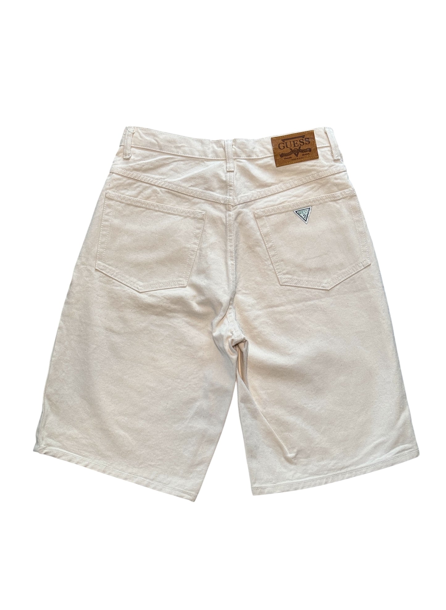 (SUP-385) DEADSTOCK GUESS DENIM JORTS "NATURAL" - MADE IN U.S.A. (w32)