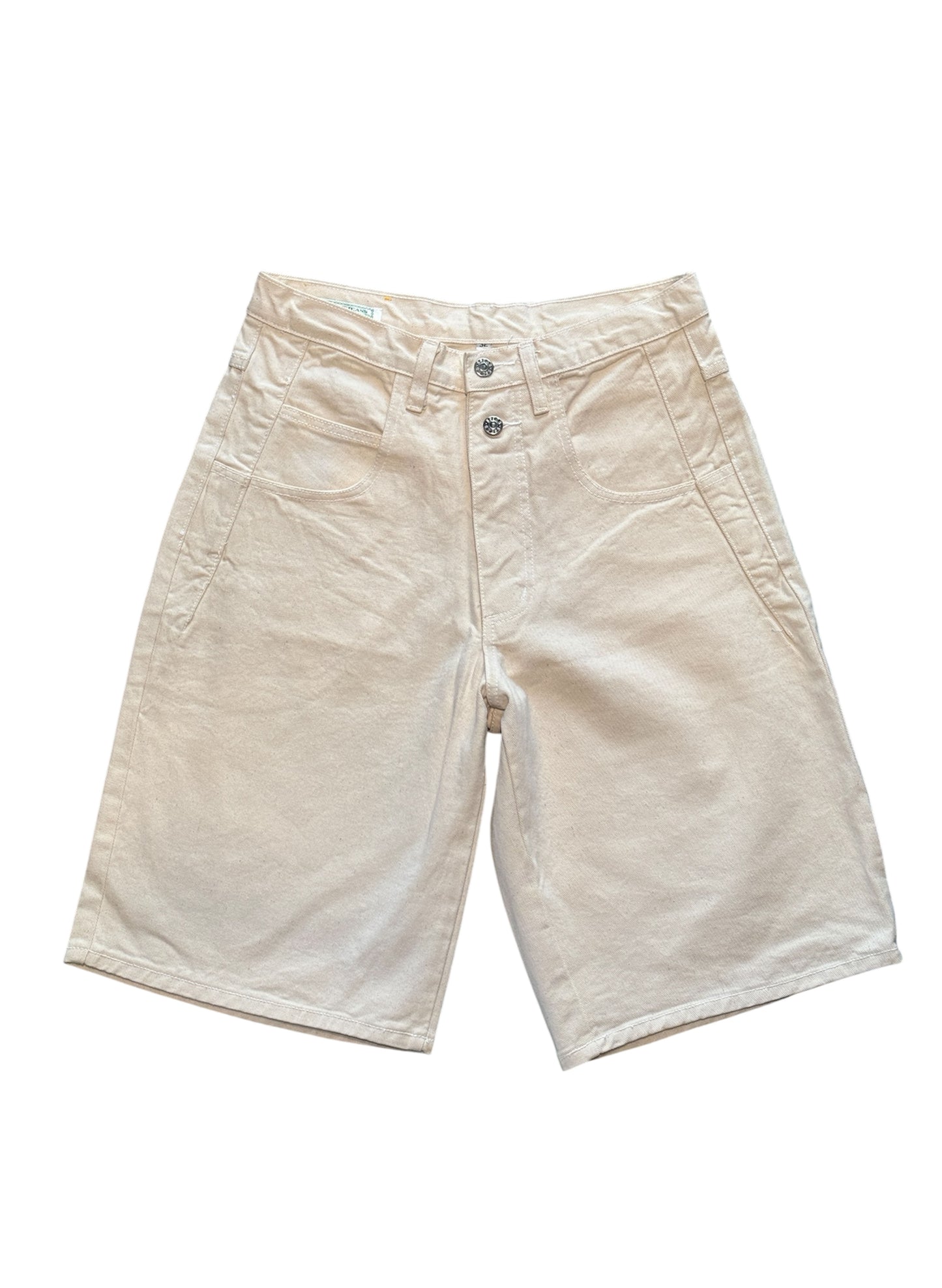 (SUP-385) DEADSTOCK GUESS DENIM JORTS "NATURAL" - MADE IN U.S.A. (w32)