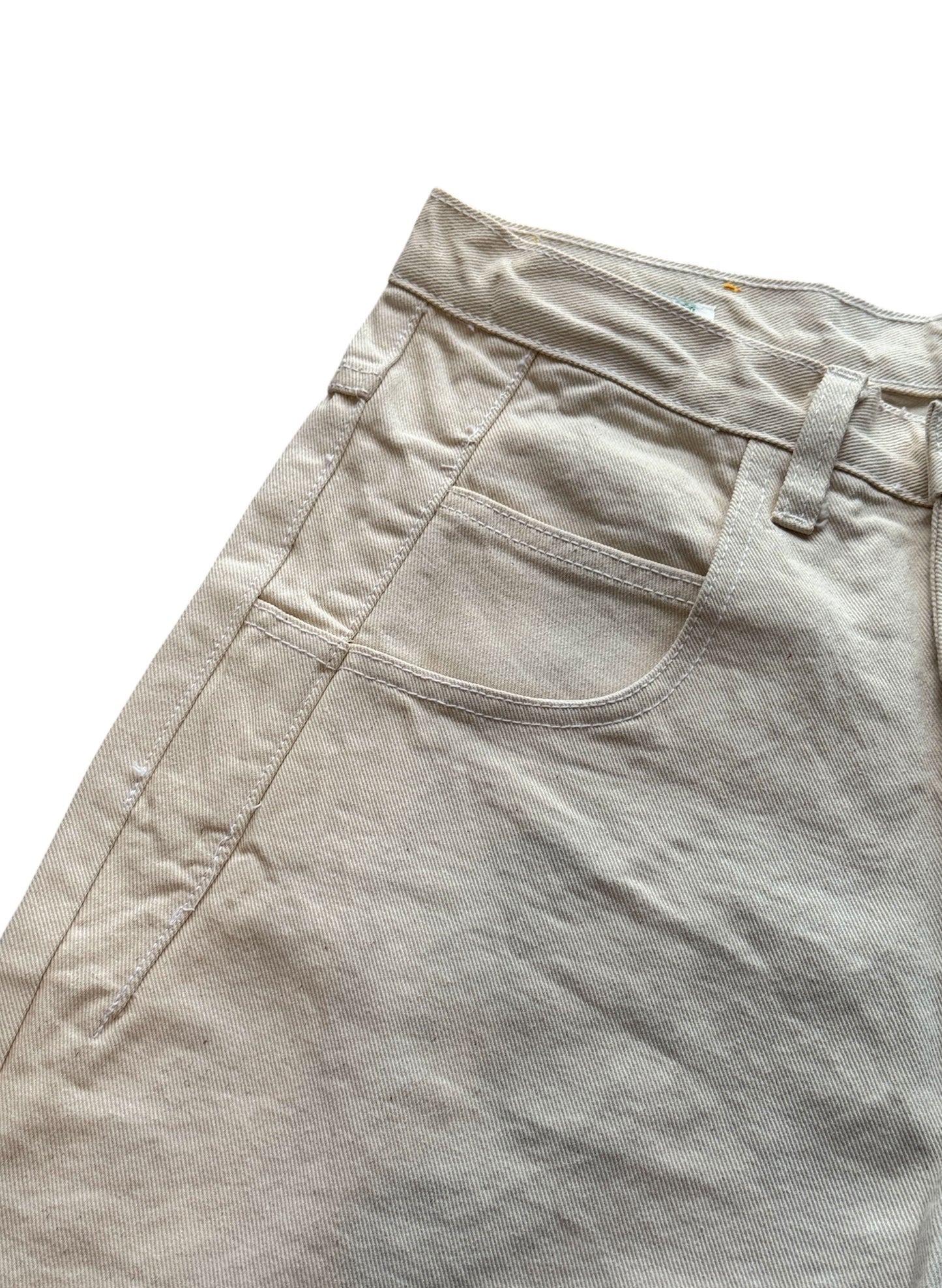 (SUP-385) DEADSTOCK GUESS DENIM JORTS "NATURAL" - MADE IN U.S.A. (w32)