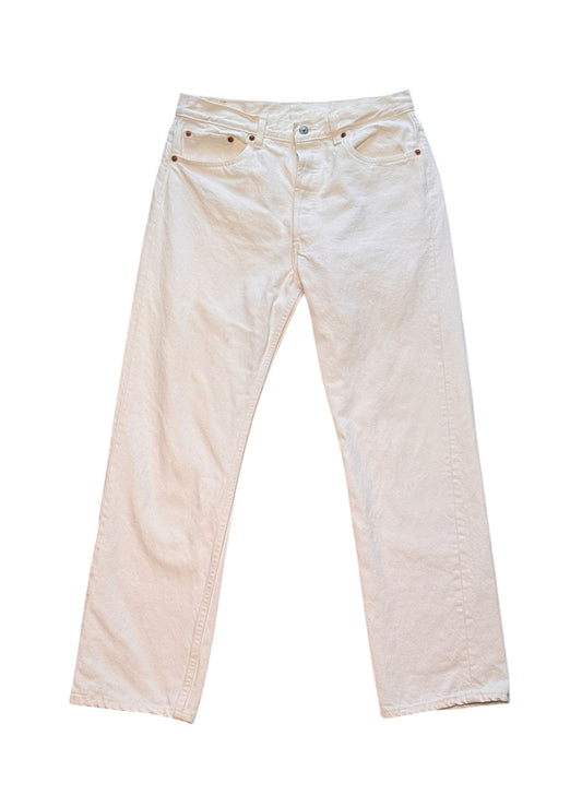(SUP-275) ) LEVI'S 501 WHITE DENIM - MAE IN U.S.A (w34)