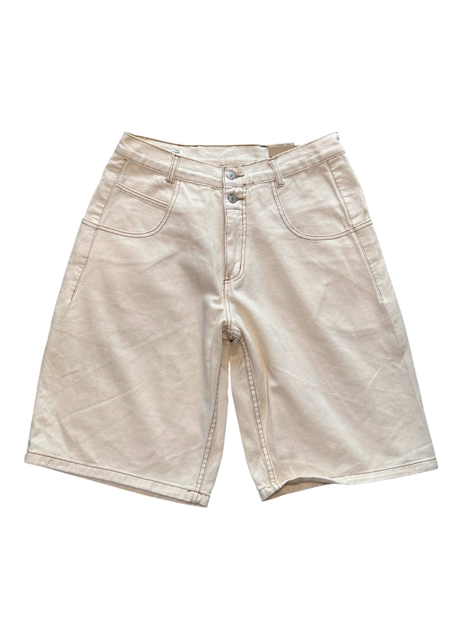 (SUP-386) DEADSTOCK GUESS DENIM JORTS "NATURAL" MADE IN U.S.A. (w34)