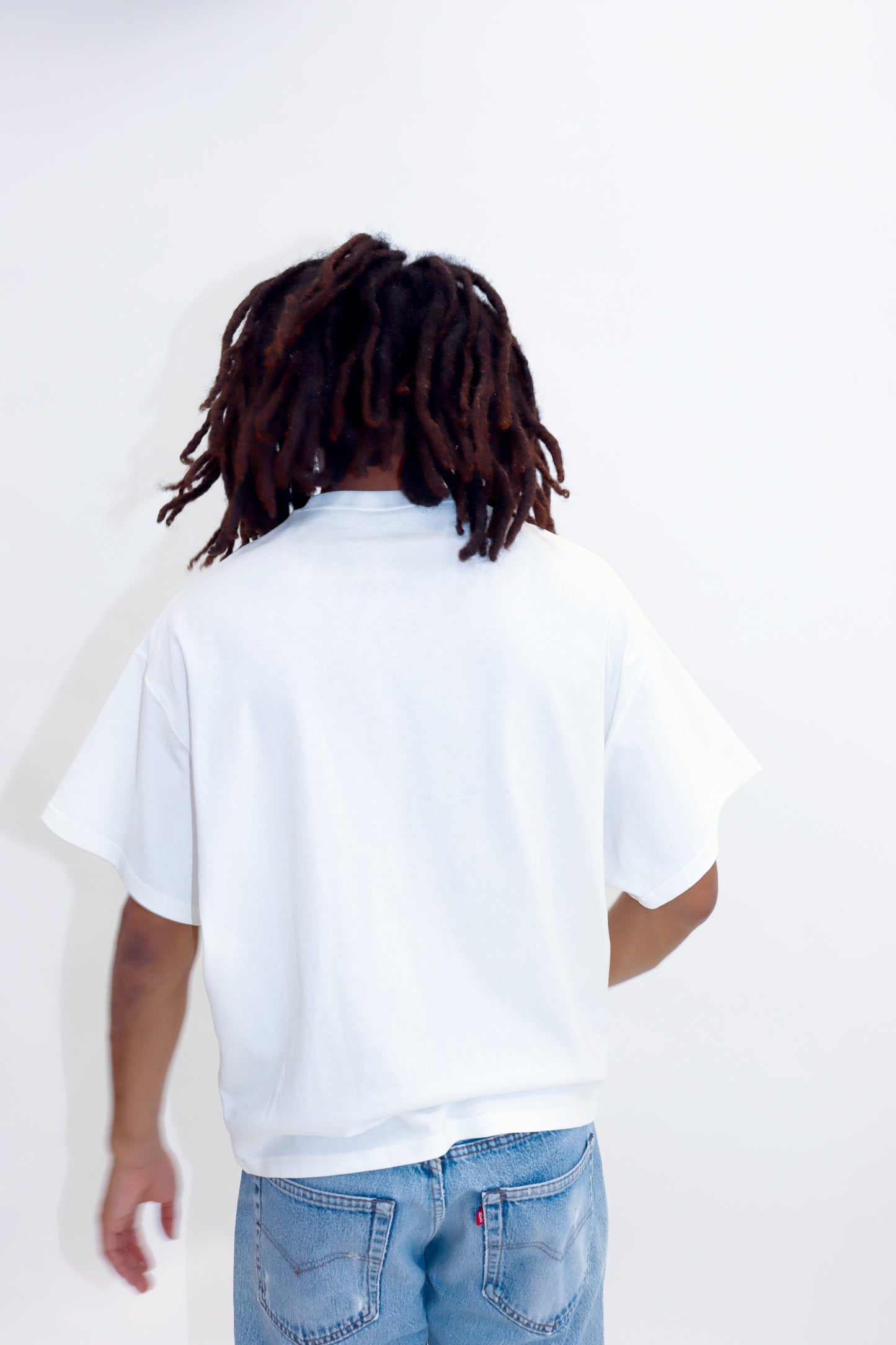 WOODBLOCK S/S WIDE TAPERED SILHOUETTE POCKET T-SHIRT WHITE (WB-25SS-014)
