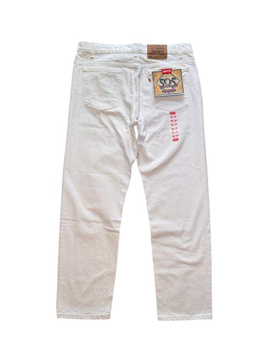 (SUP-283) LEVI'S 505 "DEADSTOCK" WHITE DENIM "ORANGE TAB" - MADE IN U.S.A. (w38)