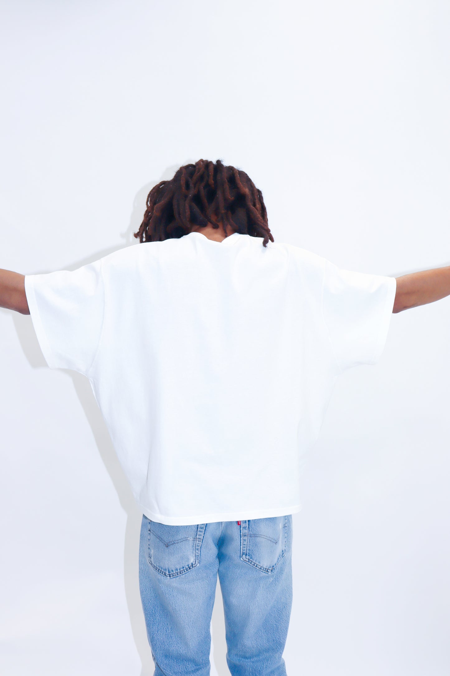 WOODBLOCK S/S WIDE TAPERED SILHOUETTE POCKET T-SHIRT WHITE (WB-25SS-014)
