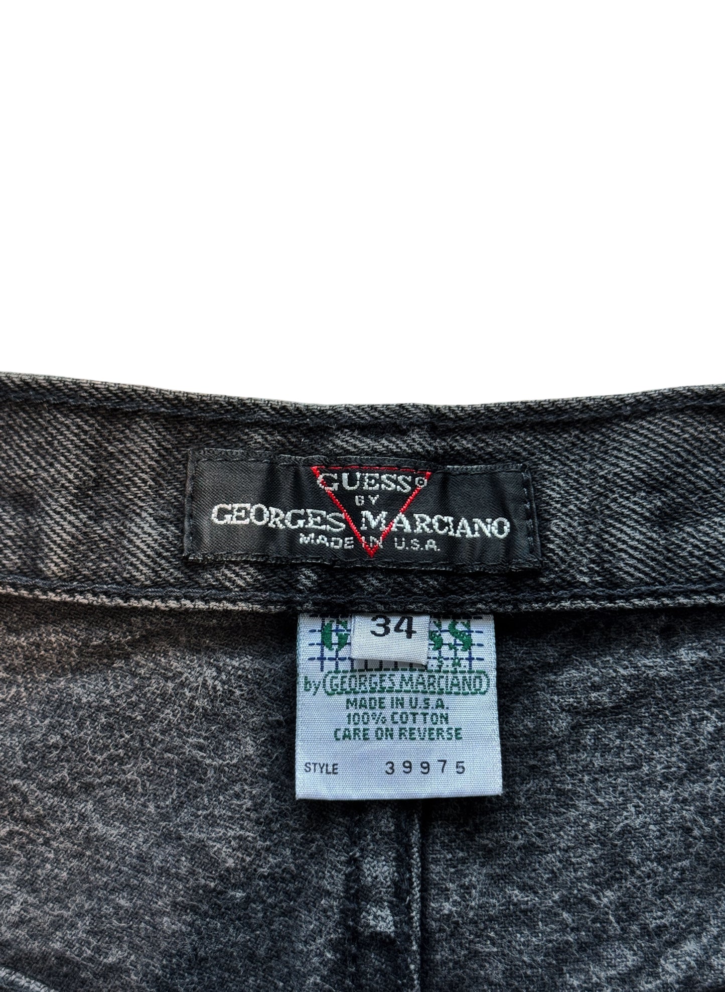 (SUP-403) 90s GUESS "BLACK FADE" DENIM SHORTS - MADE IN U.S.A. (w34)