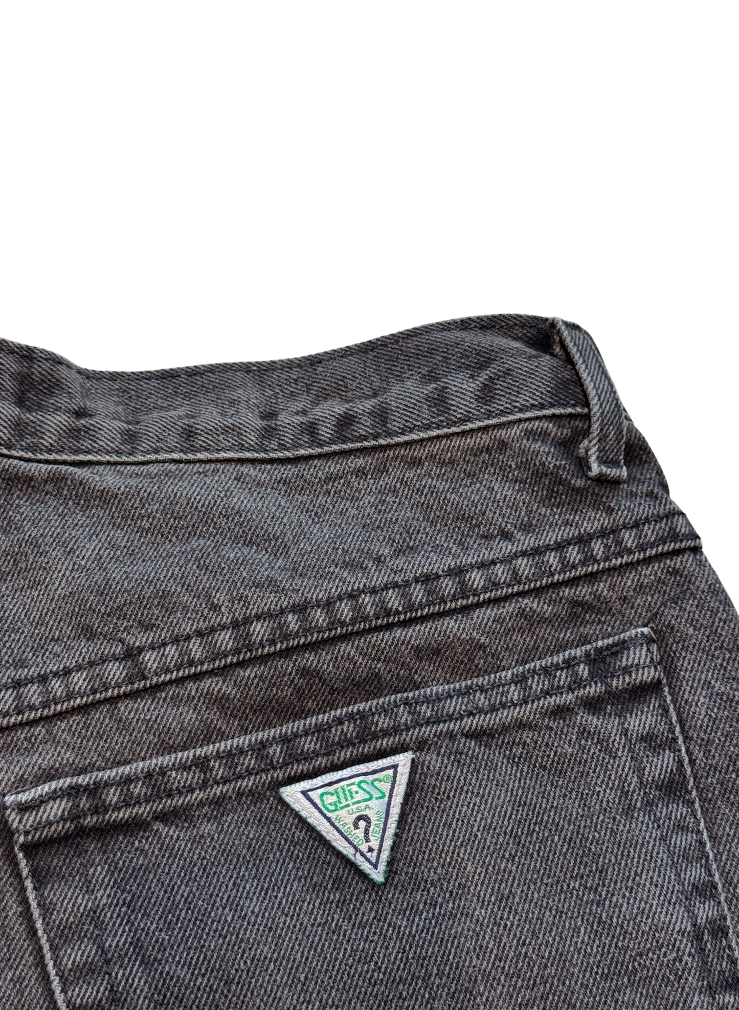 (SUP-403) 90s GUESS "BLACK FADE" DENIM SHORTS - MADE IN U.S.A. (w34)