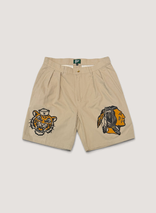 WOODBLOCK CUSTOMIZED 2TUCK TIGER & CHIEF CHINO SHORT PANT (WB-26SS-026)