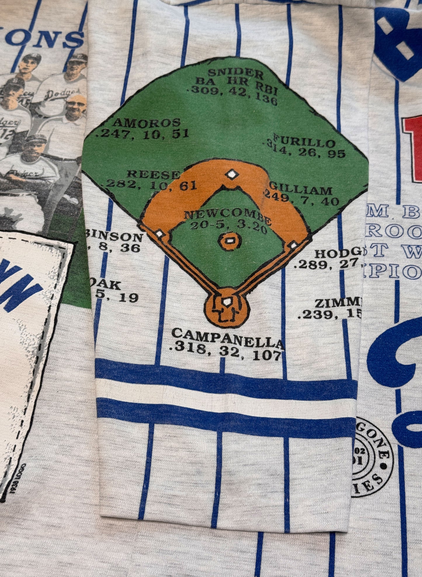 (SUP-285) MLB 1955 BROOKLYN DODGERS 3/4 SLEEVE TEE - MADE IN U.S.A. (L)