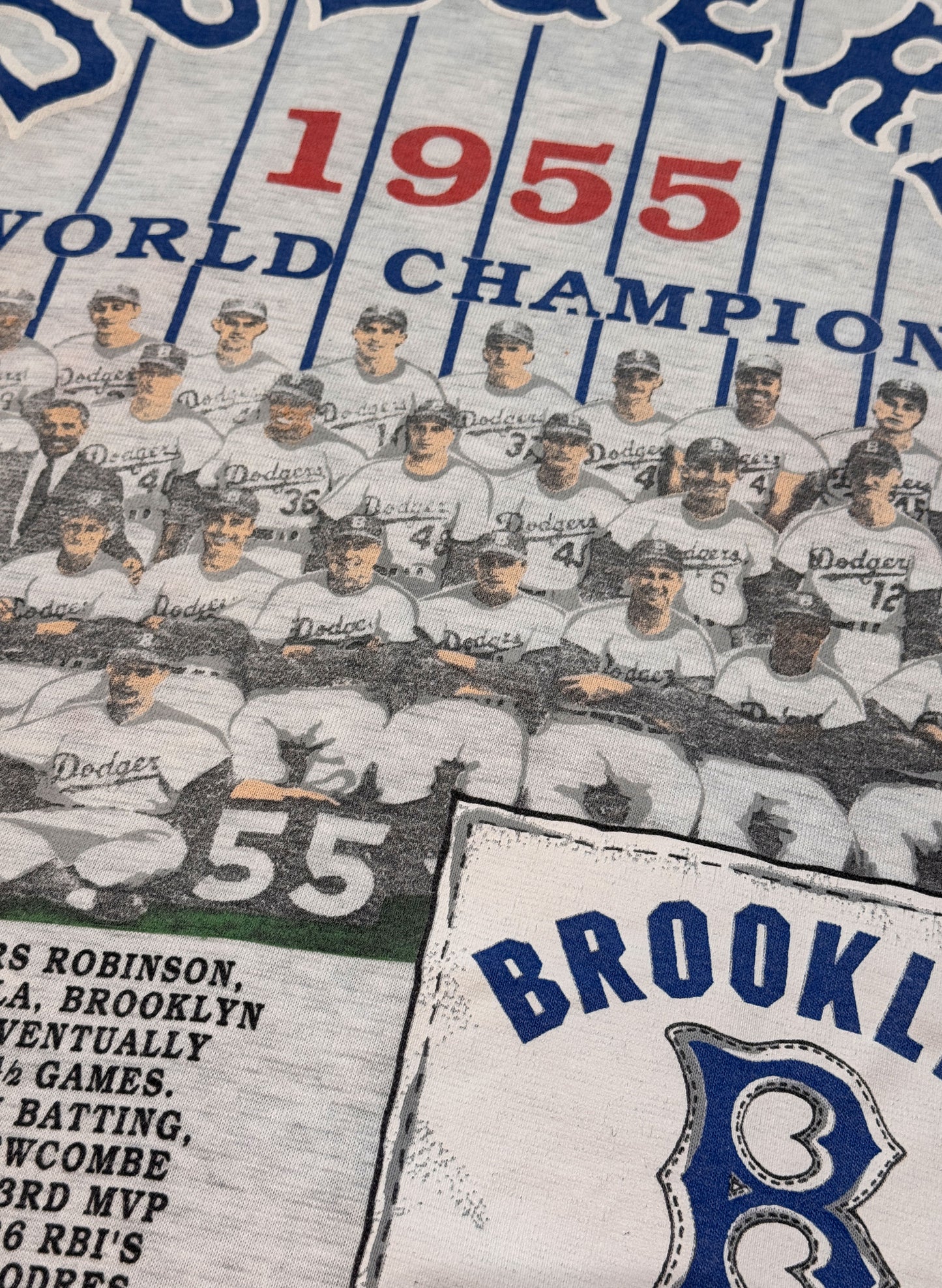 (SUP-285) MLB 1955 BROOKLYN DODGERS 3/4 SLEEVE TEE - MADE IN U.S.A. (L)
