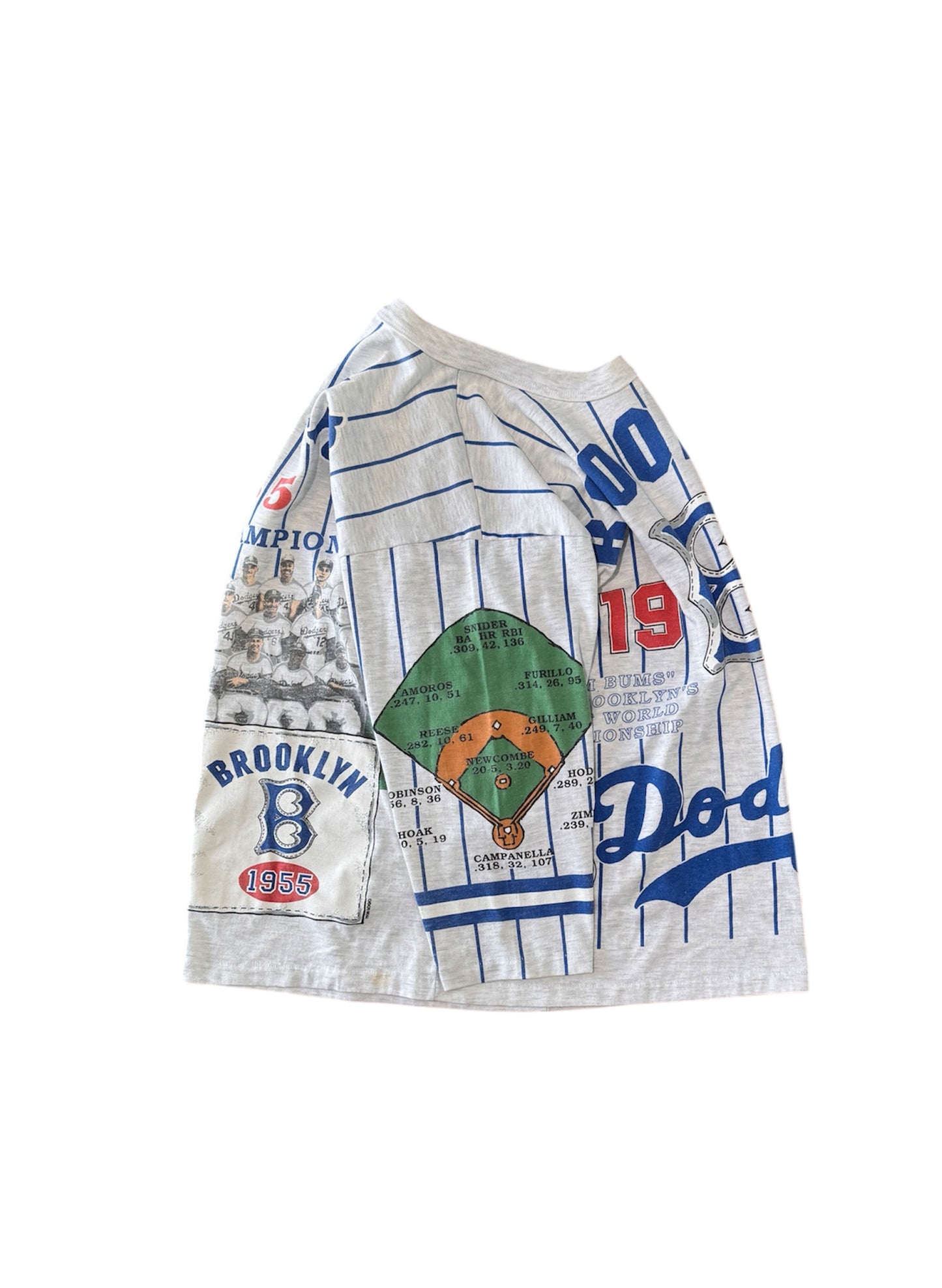 (SUP-285) MLB 1955 BROOKLYN DODGERS 3/4 SLEEVE TEE - MADE IN U.S.A. (L)
