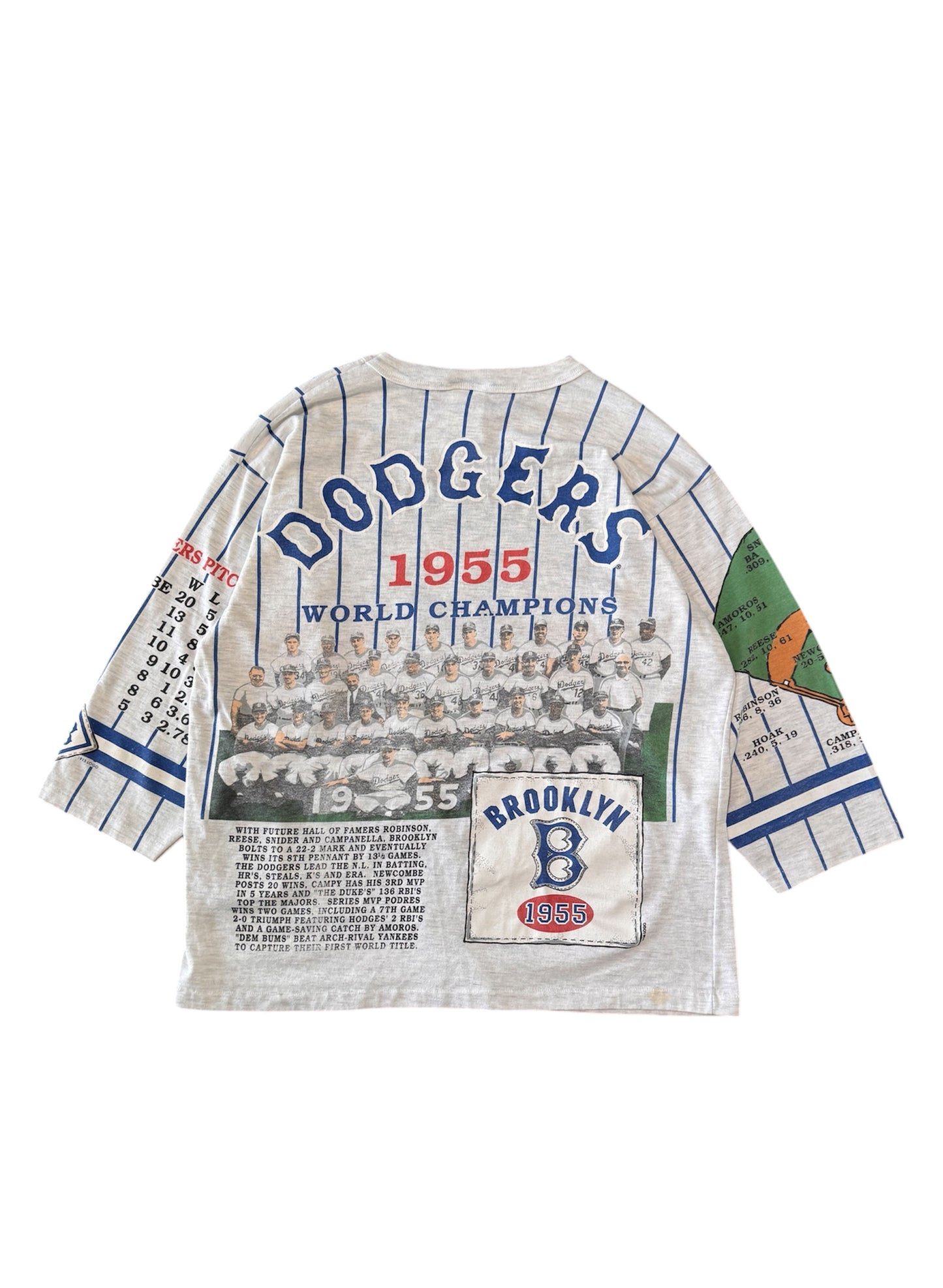 (SUP-285) MLB 1955 BROOKLYN DODGERS 3/4 SLEEVE TEE - MADE IN U.S.A. (L)