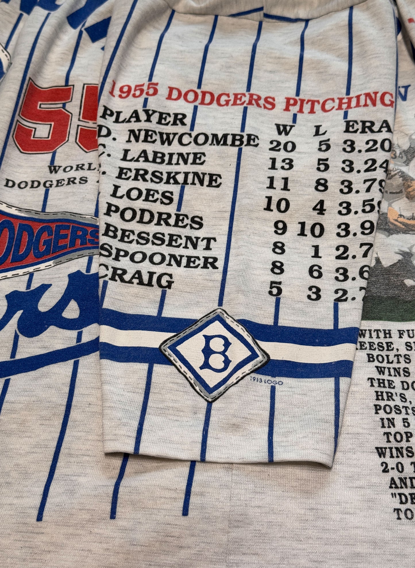 (SUP-285) MLB 1955 BROOKLYN DODGERS 3/4 SLEEVE TEE - MADE IN U.S.A. (L)