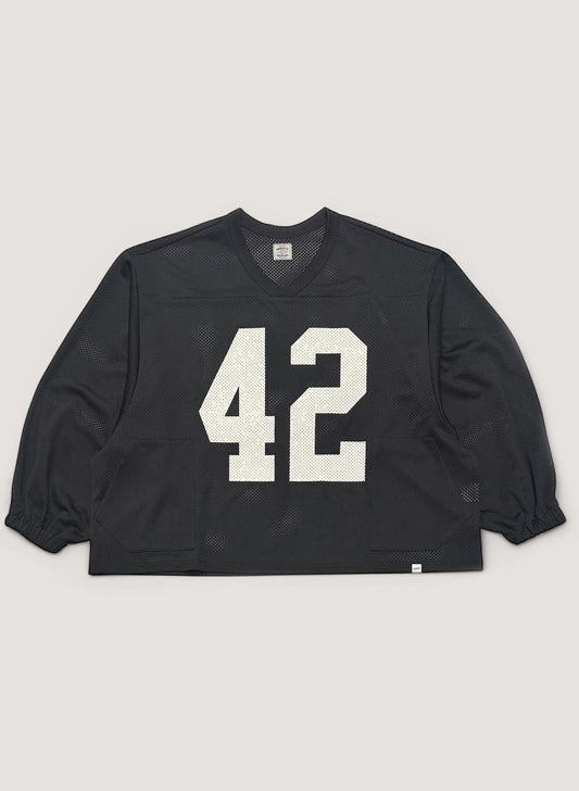 WOODBLOCK 42 MESH FOOTBALL LS SHIRT BLACK/WHITE (WB-25AW-002)