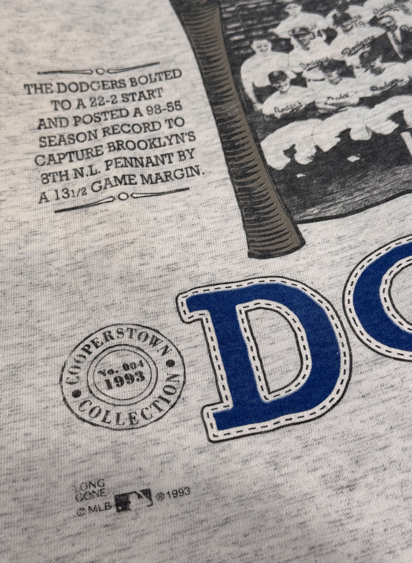 (SUP-286) MLB 1955 BROOKLYN DODGERS 3/4 SLEEVE TEE - MADE IN U.S.A. (XL)