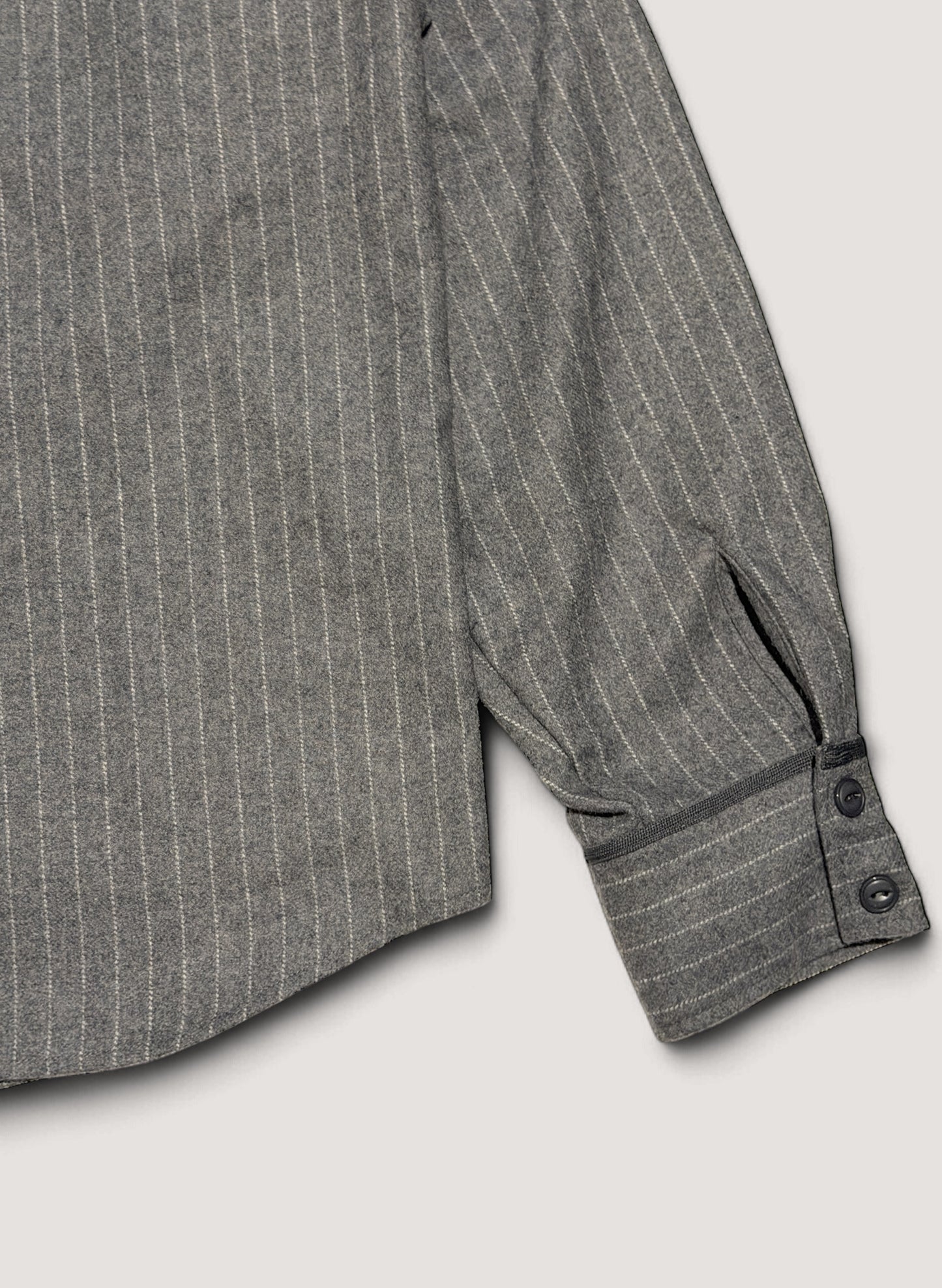 WOODBLOCK WOOL STRIPE BASEBALL SHIRT GREY STRIPE (WB-25AW-008)