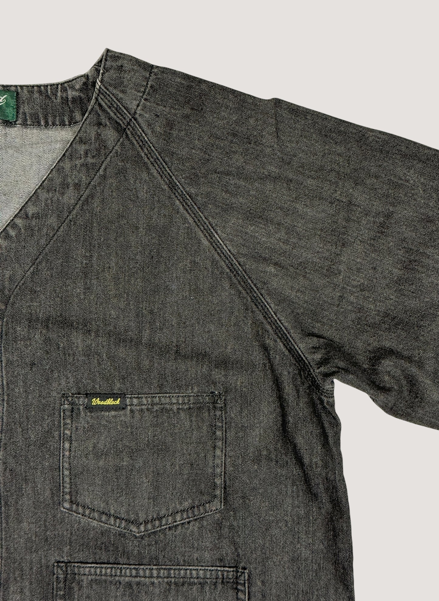 WOODBLOCK DENIM ENGINEER JACKET BLACK (WB-24AW-002)