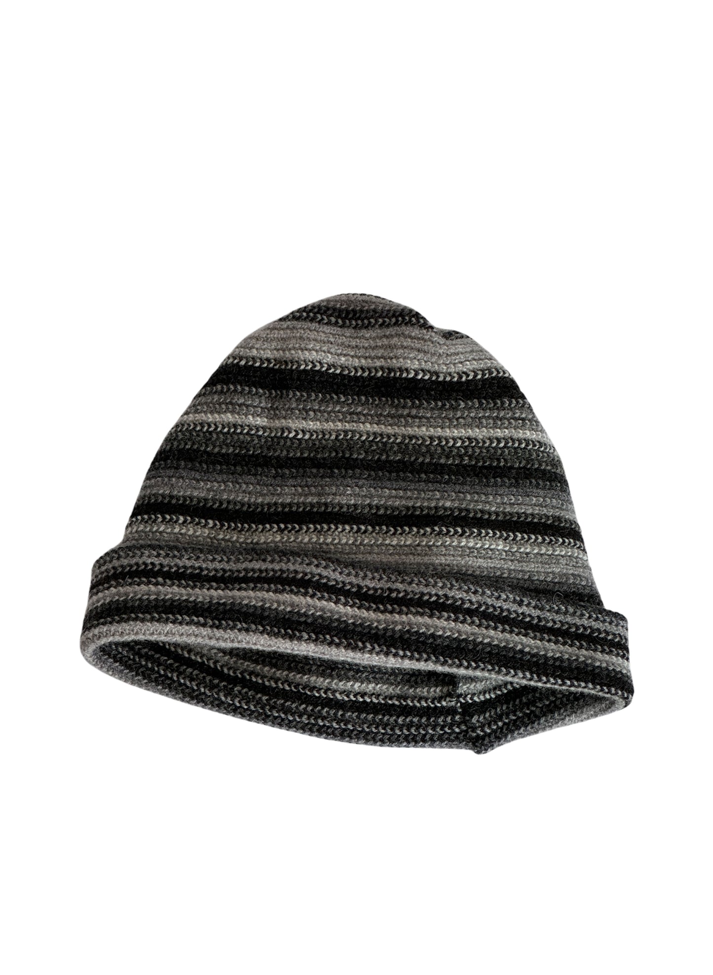(SUP-255) THE SCARF COMPANY MULTI BORDER STRIPE BEANIE - BLACK