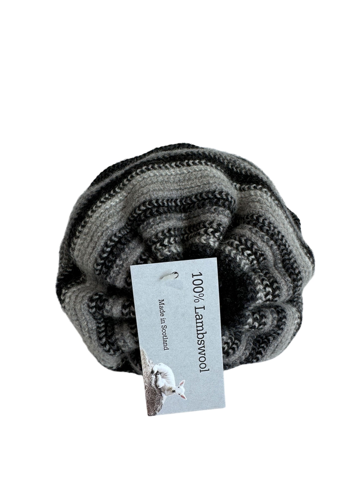 (SUP-255) THE SCARF COMPANY MULTI BORDER STRIPE BEANIE - BLACK