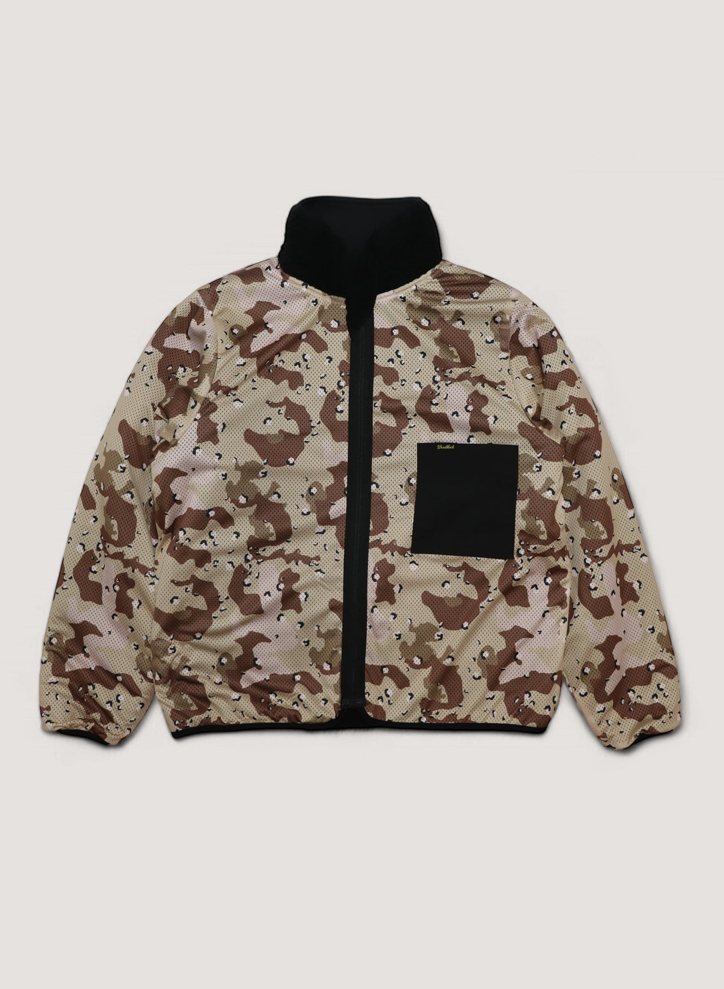 WOODBLOCK SCRIPT LOGO FELT PATCHED FLEECE JACKET BLACK (WB-24AW-016)