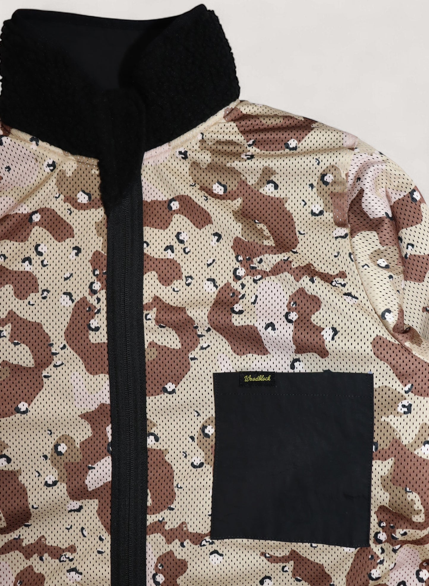 WOODBLOCK SCRIPT LOGO FELT PATCHED FLEECE JACKET BLACK (WB-24AW-016)