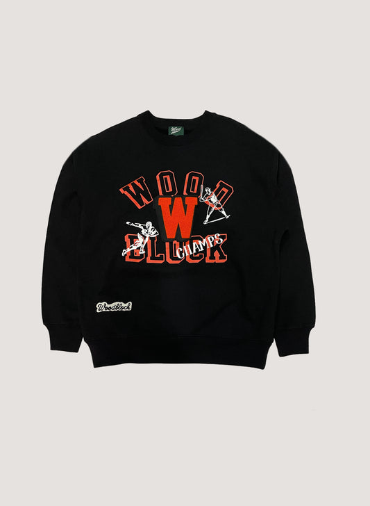 WOODBLOCK W PATCHED CREW NECK BLACK (WB-24SS-032)