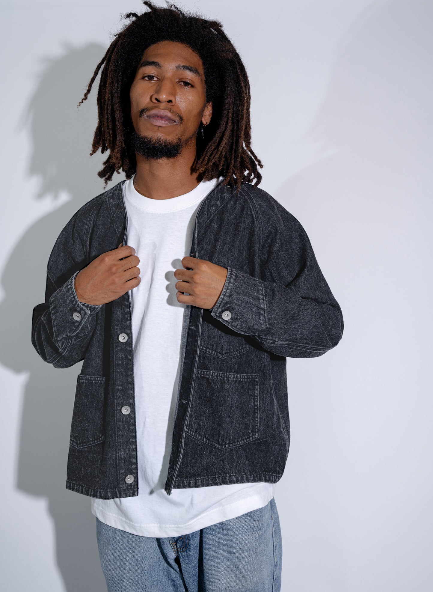 WOODBLOCK DENIM ENGINEER JACKET BLACK (WB-24AW-002)