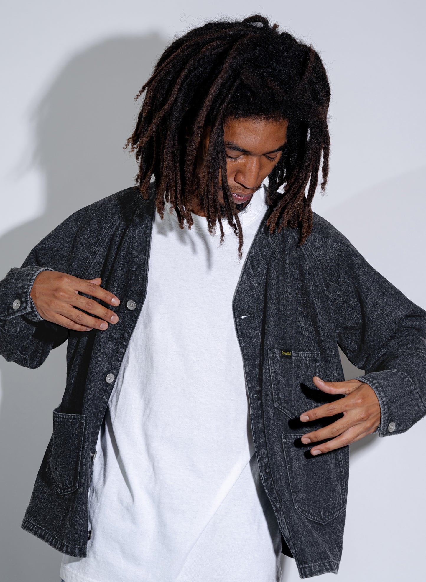 WOODBLOCK DENIM ENGINEER JACKET BLACK (WB-24AW-002)