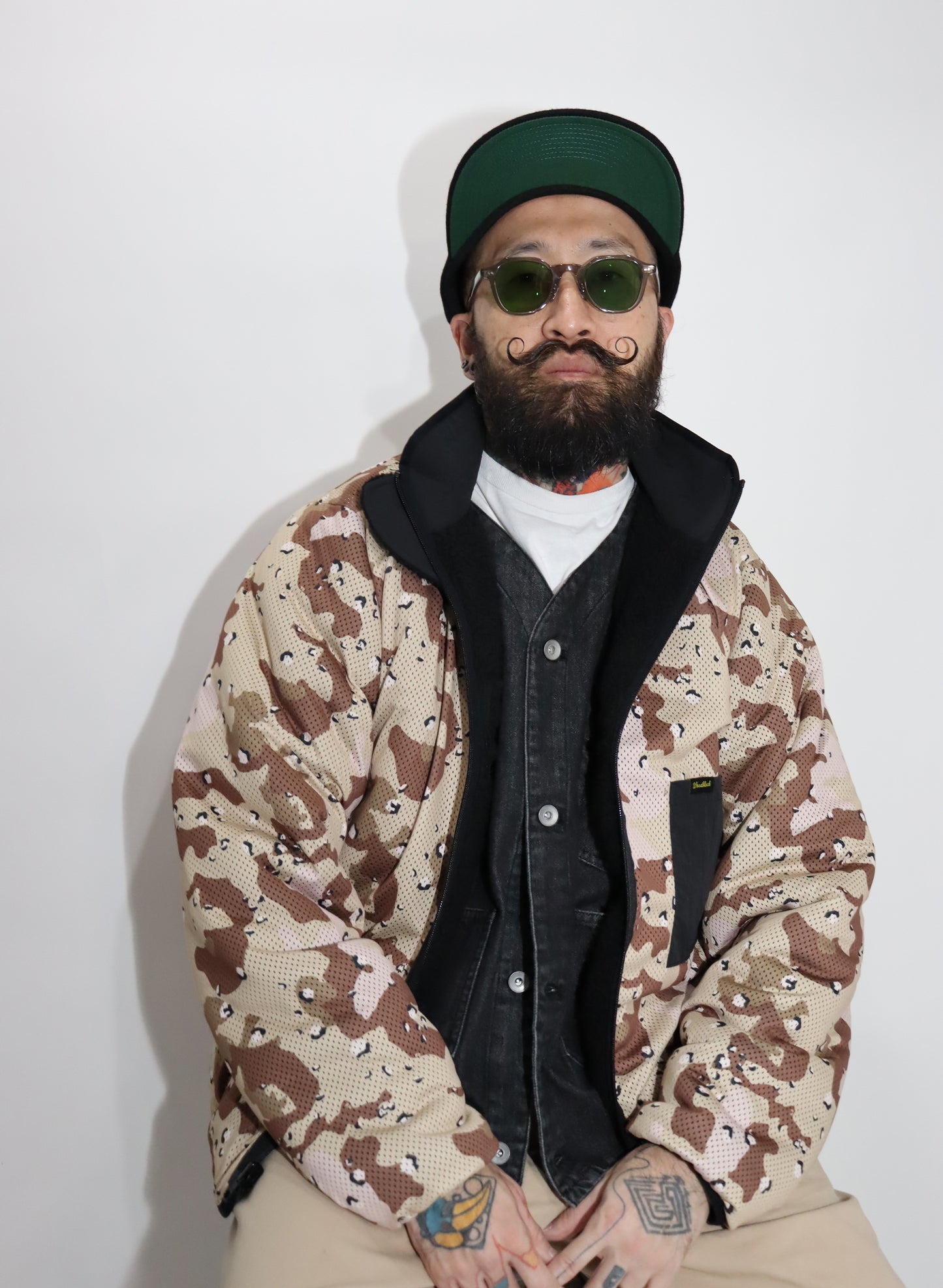 WOODBLOCK SCRIPT LOGO FELT PATCHED FLEECE JACKET BLACK (WB-24AW-016)