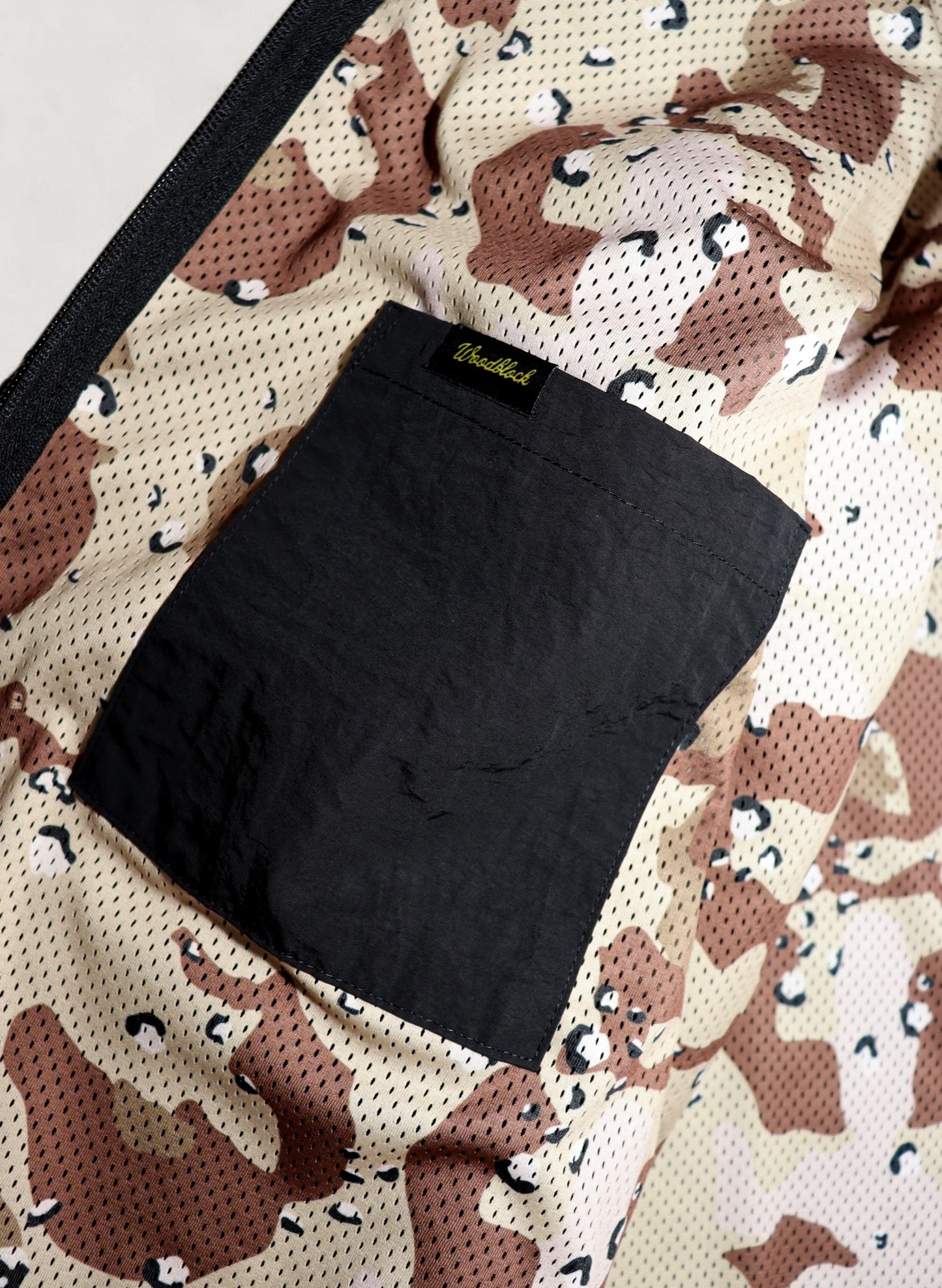 WOODBLOCK SCRIPT LOGO FELT PATCHED FLEECE JACKET BLACK (WB-24AW-016)