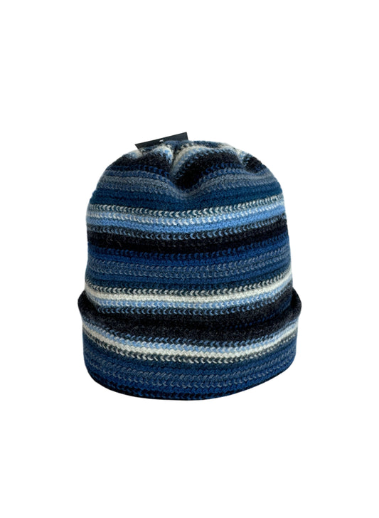 (SUP-252) THE SCARF COMPANY MULTI BORDER STRIPE BEANIE - BLUE