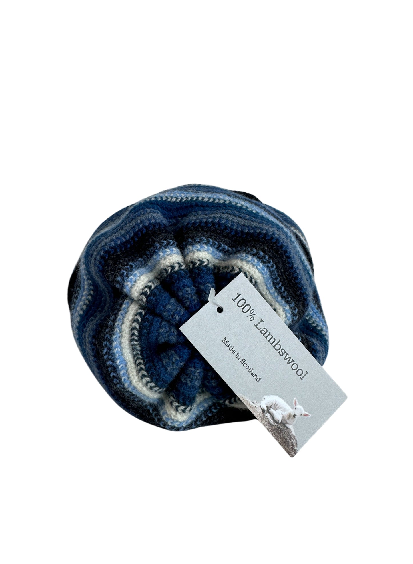 (SUP-252) THE SCARF COMPANY MULTI BORDER STRIPE BEANIE - BLUE