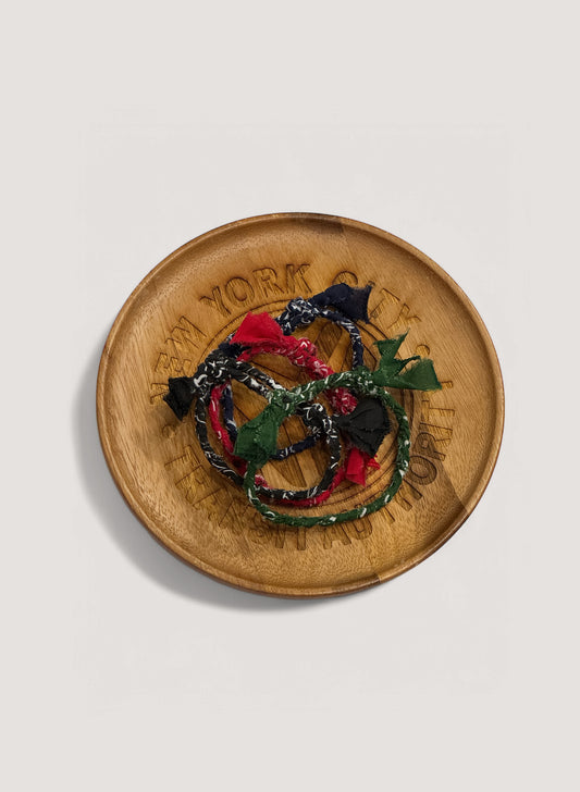 WOODBLOCK BANDANA BRACELET BLACK,NAVY,RED,GREEN (WB-25SS-006)