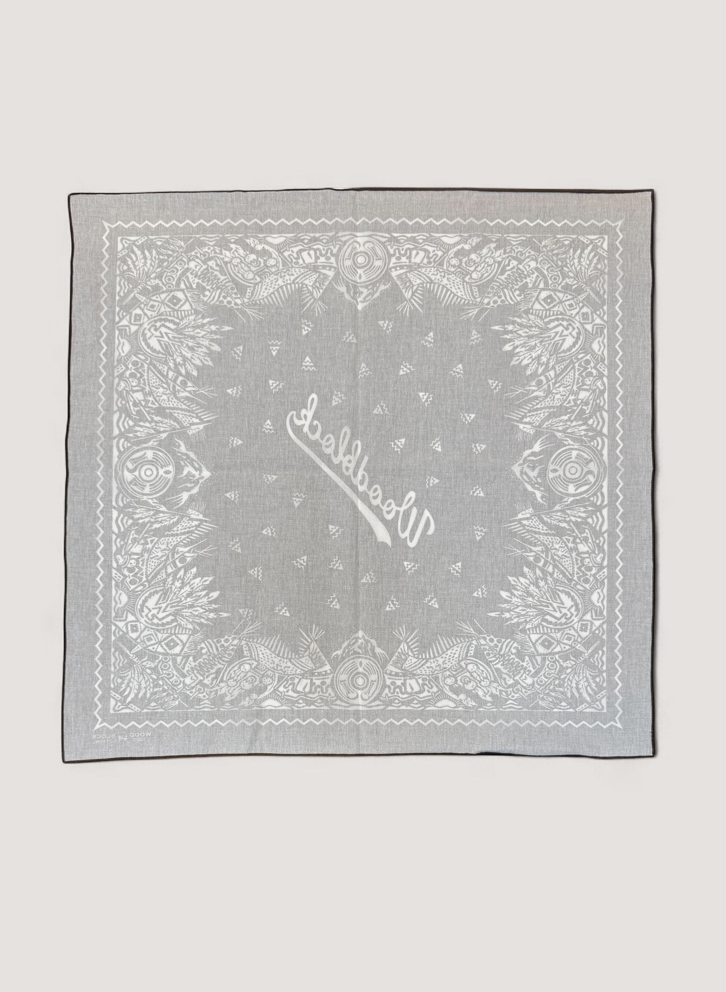WOODBLOCK BANDANA SCARF BROWN/WHITE(WB-25AW-001)